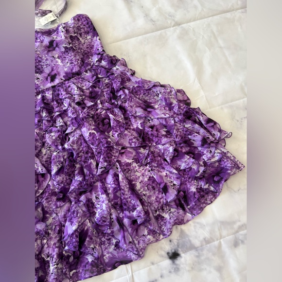 🍒🤍LAST PRICE🍒🤍 WHITE HOUSE BLACK MARKET spring cascade purple dress ✨ - Picture 7 of 16